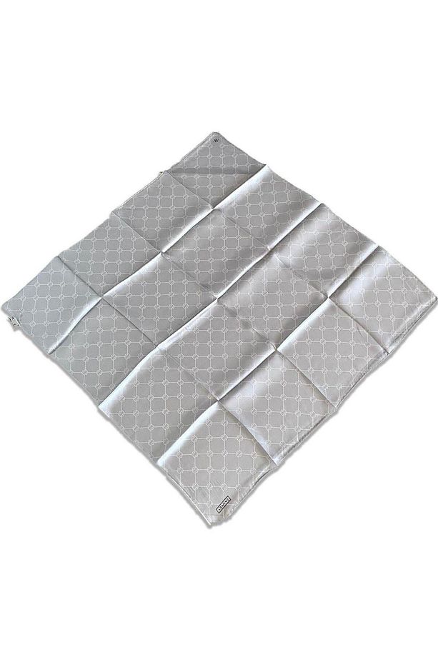 Gri Monogram Desen Sura İpek Eşarp 9178-80 - 1