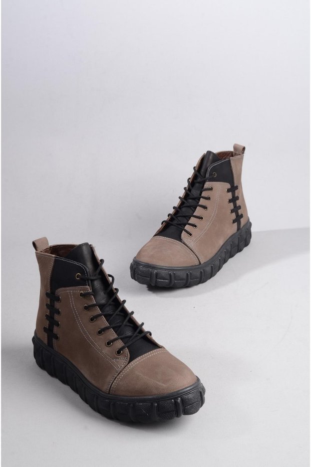SELECT 6389 Genuine Leather LEATHER MEN'S CASUAL BOOTS TAUPE COLOR