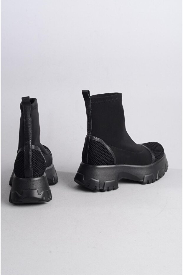SEÇ 5840 KALIN TABANLI STREÇ BOT (Topuk Boyu: 6cm) SİYAH - 4