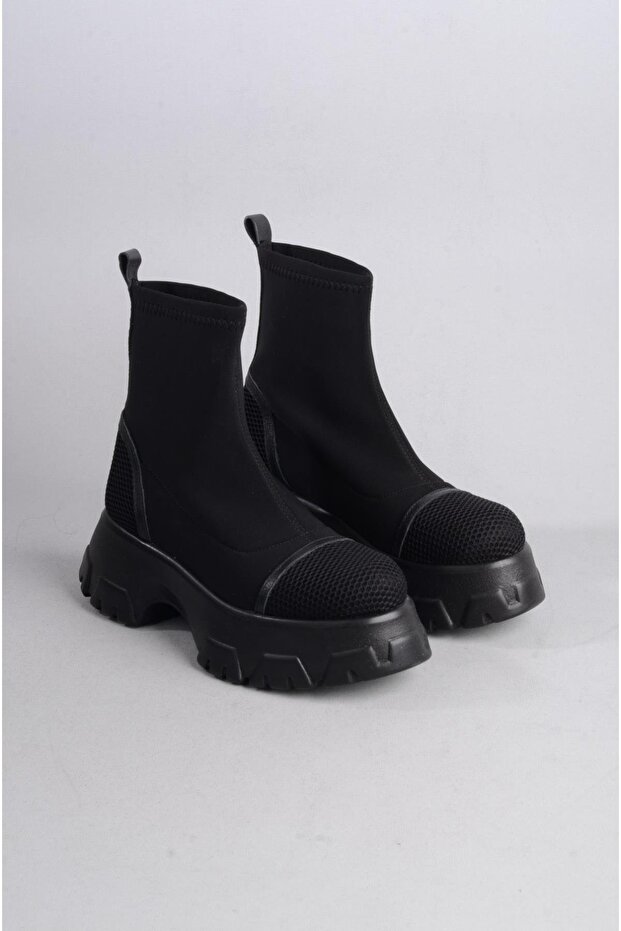 SEÇ 5840 KALIN TABANLI STREÇ BOT (Topuk Boyu: 6cm) SİYAH - 1