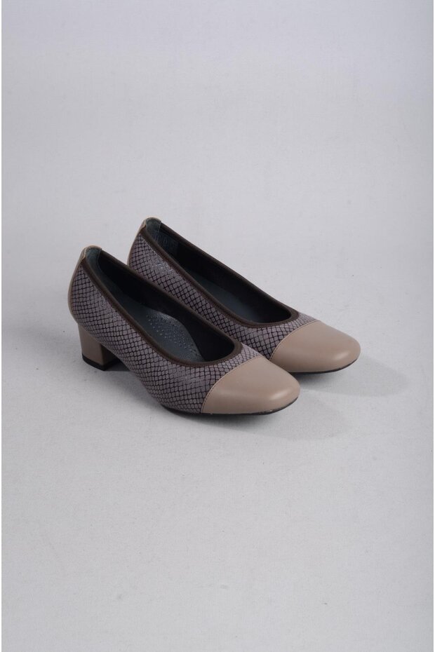 Ebru 7097 genuine leather comfort women's heel shoes mink