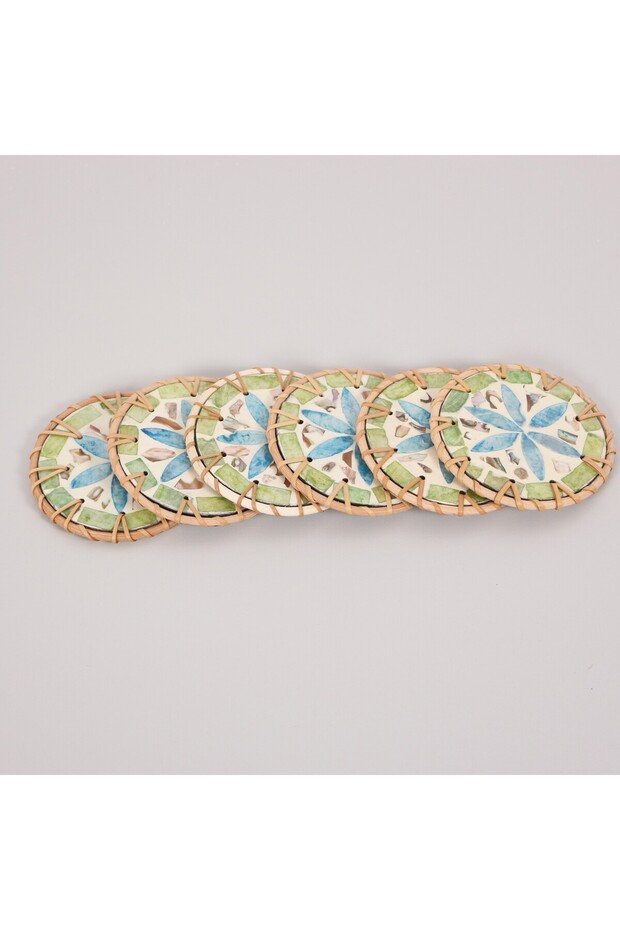 Muteber Rattan 6'lı Sedefli  Bardak Altlığı - 1