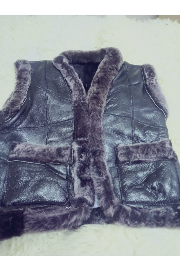 Children's Leather Postu Vest Sewn from Genuine Lambskin and Post