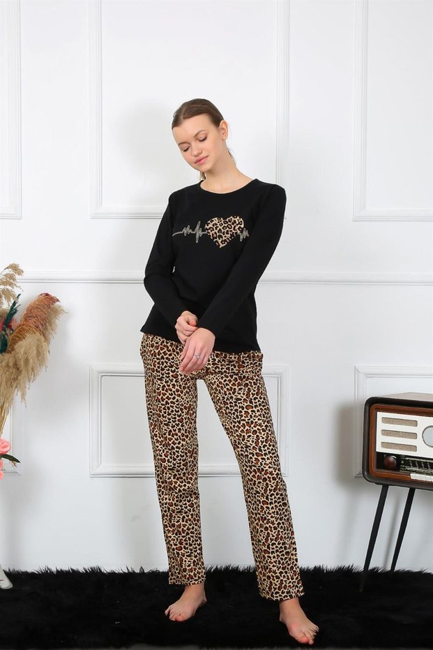 Fashion Line Women Combed Cotton Long Sleeve Pajamas Suit 4129