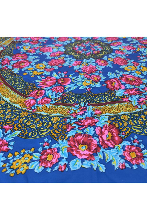 Carnation Patterned Square Authentic Scarf - 90X90 - 4