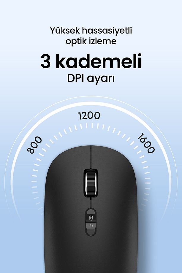 MX200 Sessiz Kablosuz Mouse 2.4GHz Wireless - Ayarlanabilir Mouse Hassasiyeti - Tak Çalıştır - 3