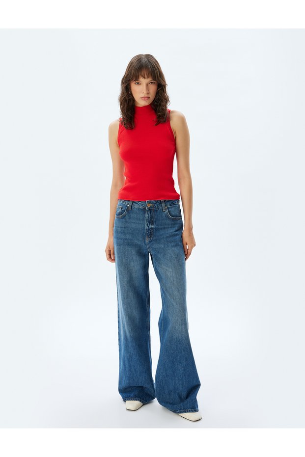 Sleeveless Knitwear Top Stand Collar