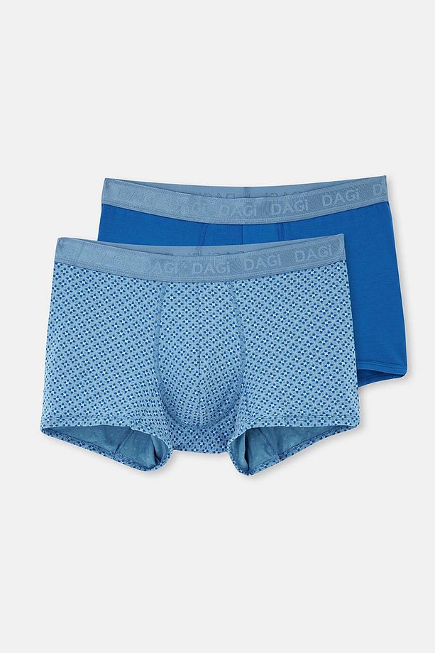 Açık Mavi-Mavi 4210 2'Li Desenli Mıcro Modal Boxer - 1