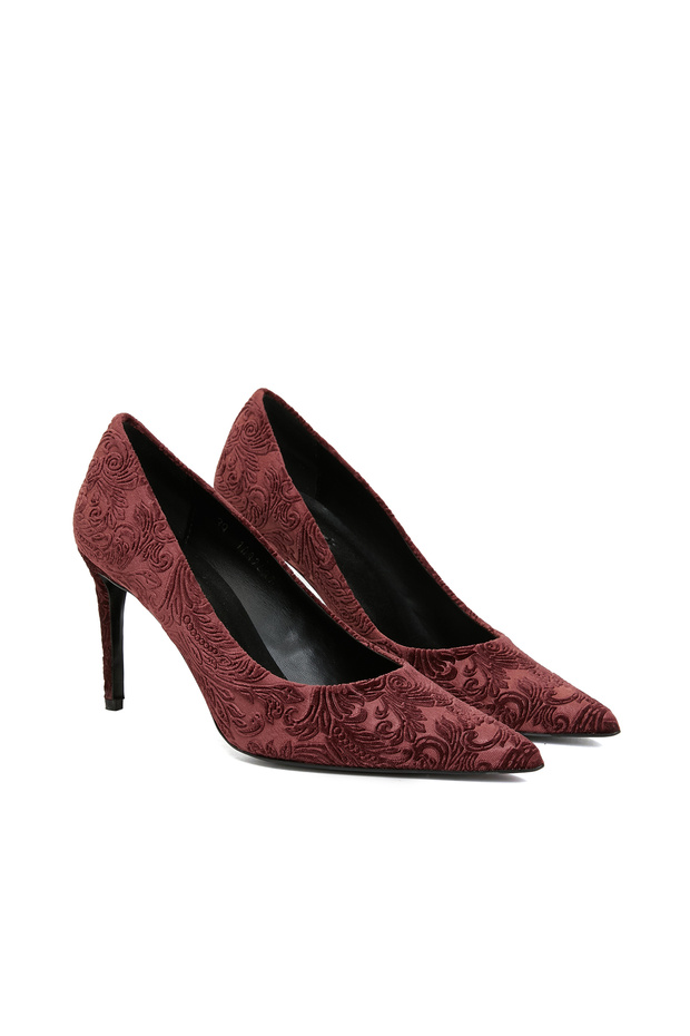 Bordo Kadın Deri Stiletto - 2