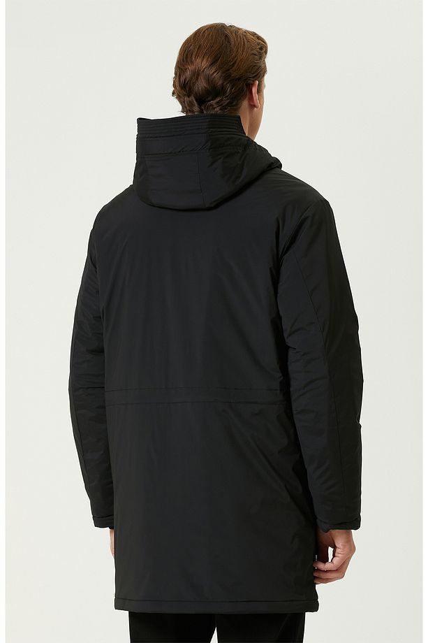 Siyah N-tech Kapüşonlu Casual Kaban - 5