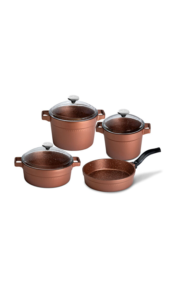 Granit Master 7 Piece Gold Rose Casting Set (Tencere20 24/K.Yarik26/Tava26)