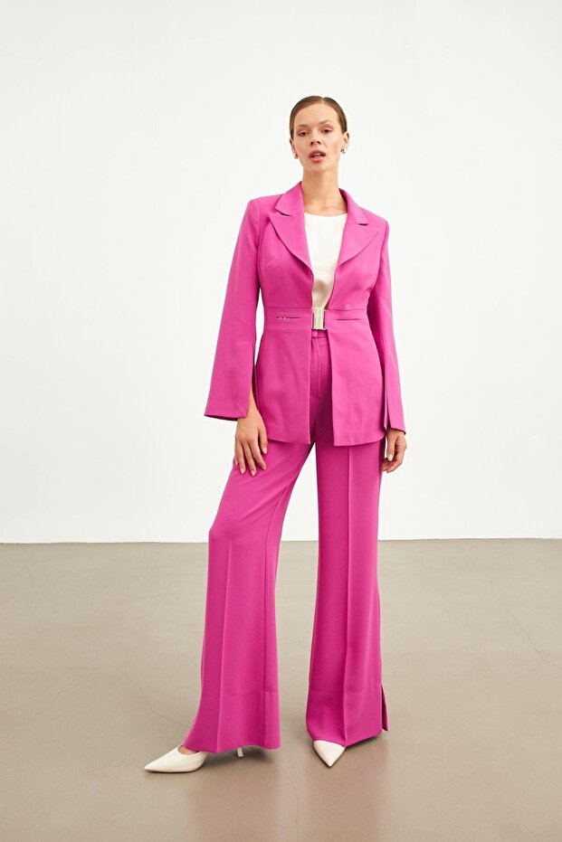 Fuchsia Clip Detailed Jacket - 1