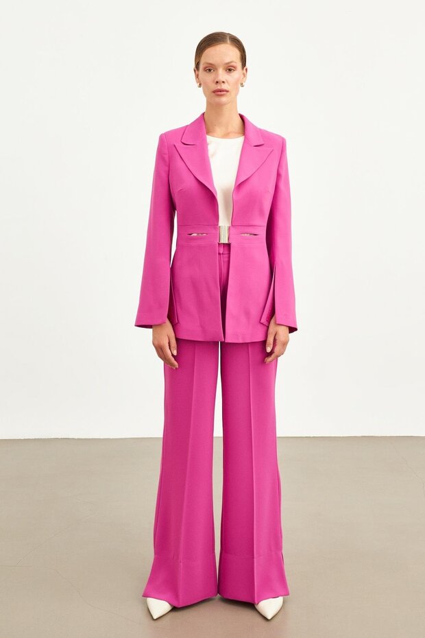 Fuchsia Clip Detailed Jacket - 4