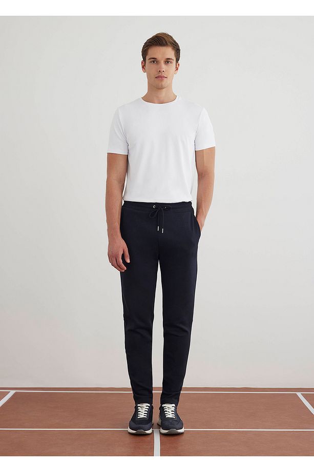 Lacivert Renk Örme Kumaşdan Jogger Pantolon - 1
