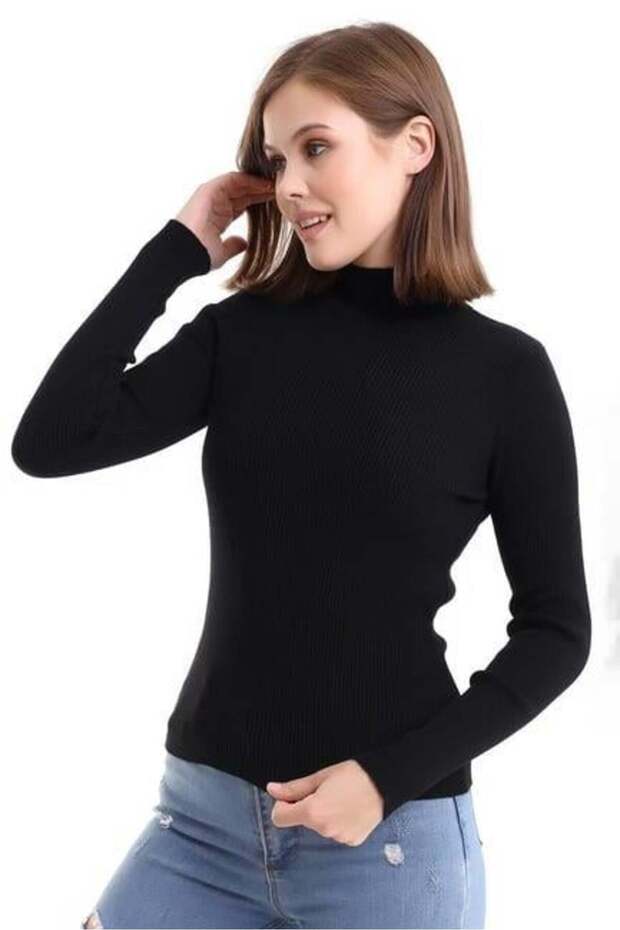 Half Fisherman Ribbed Badi Sweater 1246 Black