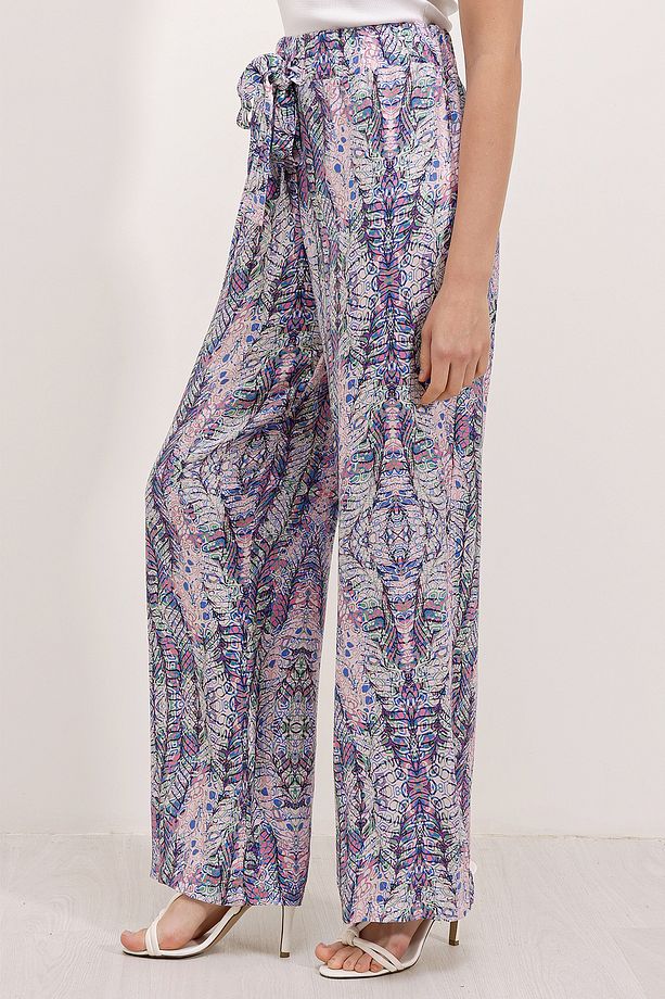 6523 Desenli Bol Paça Pantolon - Mor - 2