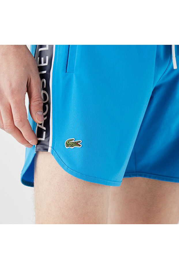 Erkek Baskılı Mavi Mayo Şort - 4