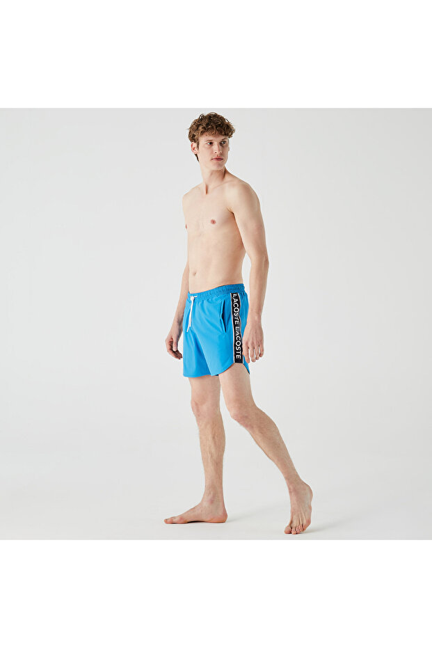 Erkek Baskılı Mavi Mayo Şort - 3