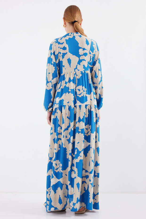 2423 Model Authentic Patterned Indigo Dress - 7