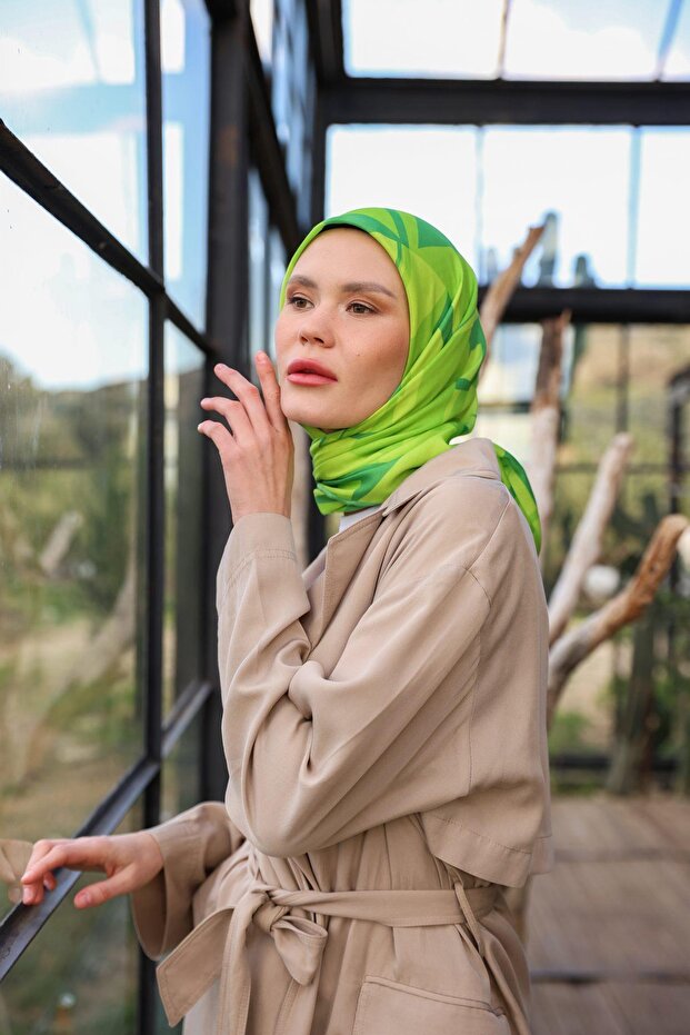 وشاح ناعم بنمط قماش أخضر 1164-02