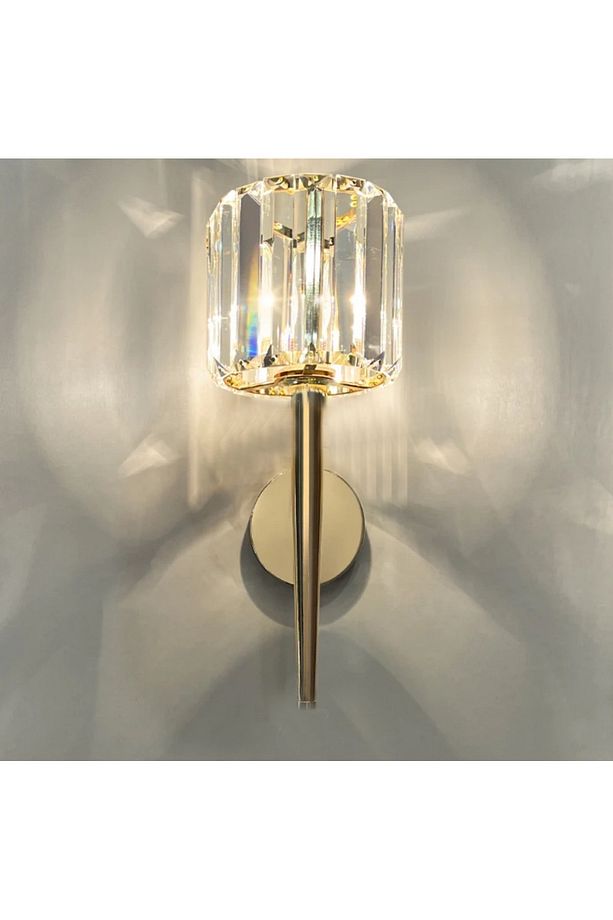 Modern Kristal Taşlı Kablosuz Pilli Aplik Aç Kapa Butonlu Gold Sarı - 4