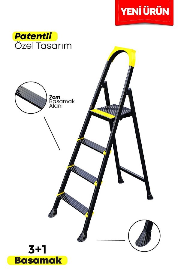 Leo 3+1 Basamaklı Metal Merdiven, leo3 - 4