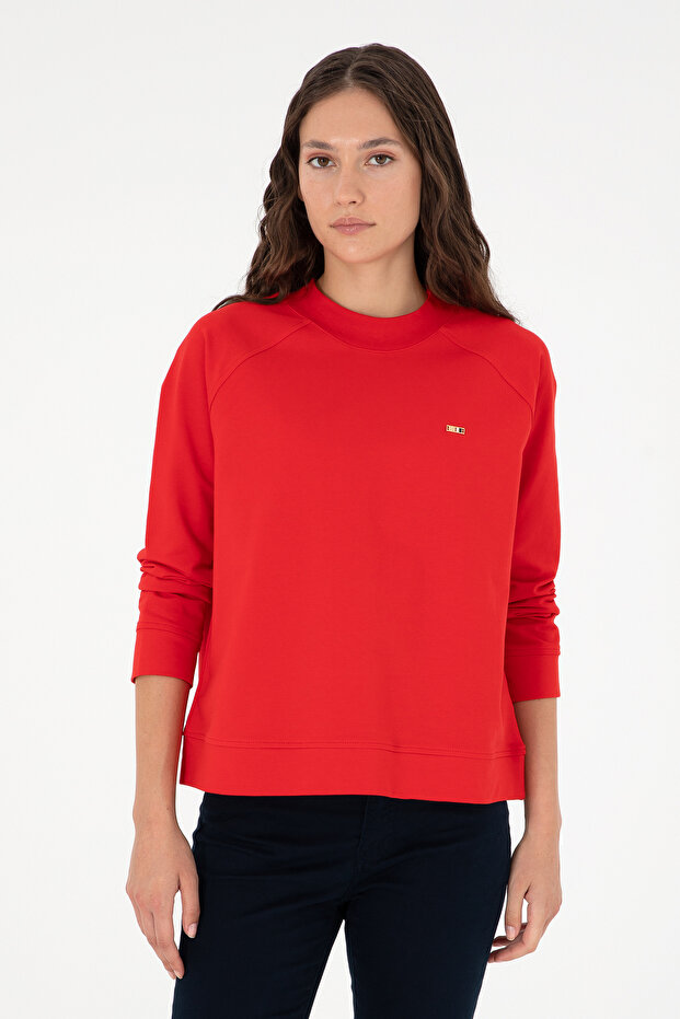 Women's Red Crew Neck Sweatshirt 50296903-Vr030