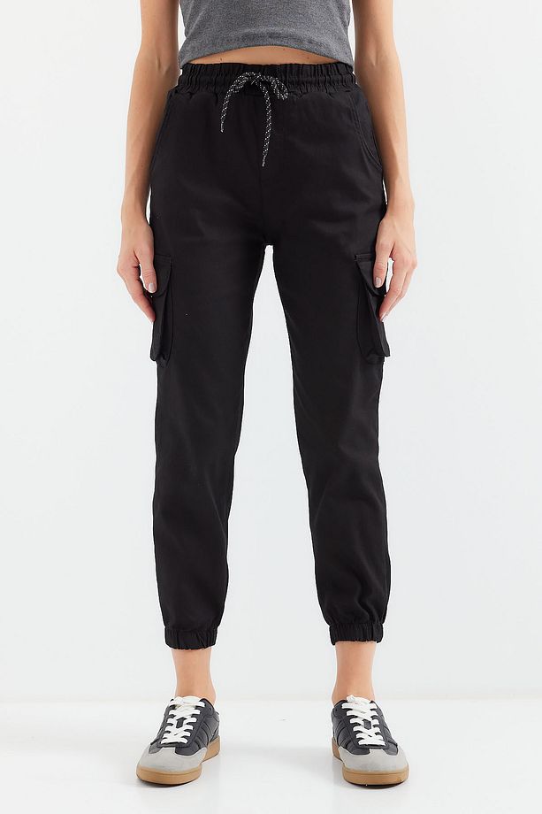 6667 Kargo Cepli Jogger Pantolon - Siyah - 6