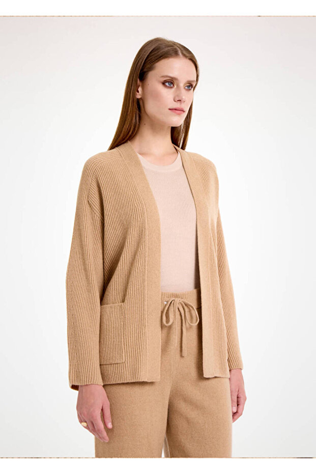 Camel Kaşmir Triko Hırka - 4