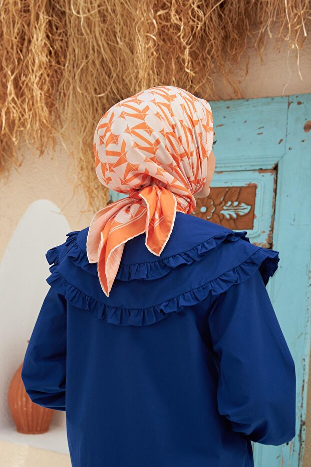 Eva Pattern Bumbac Esarfa Portocaliu - 4