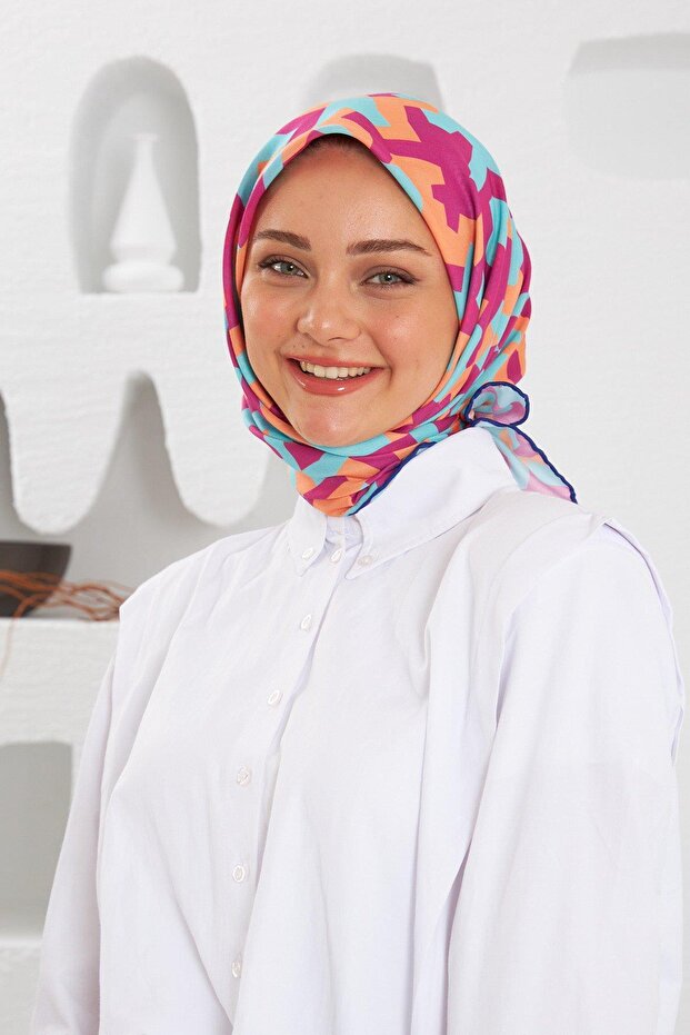 وشاح ناعم من Relax Geometirk Venus باللون الأحمر الفيروزي 1137-05