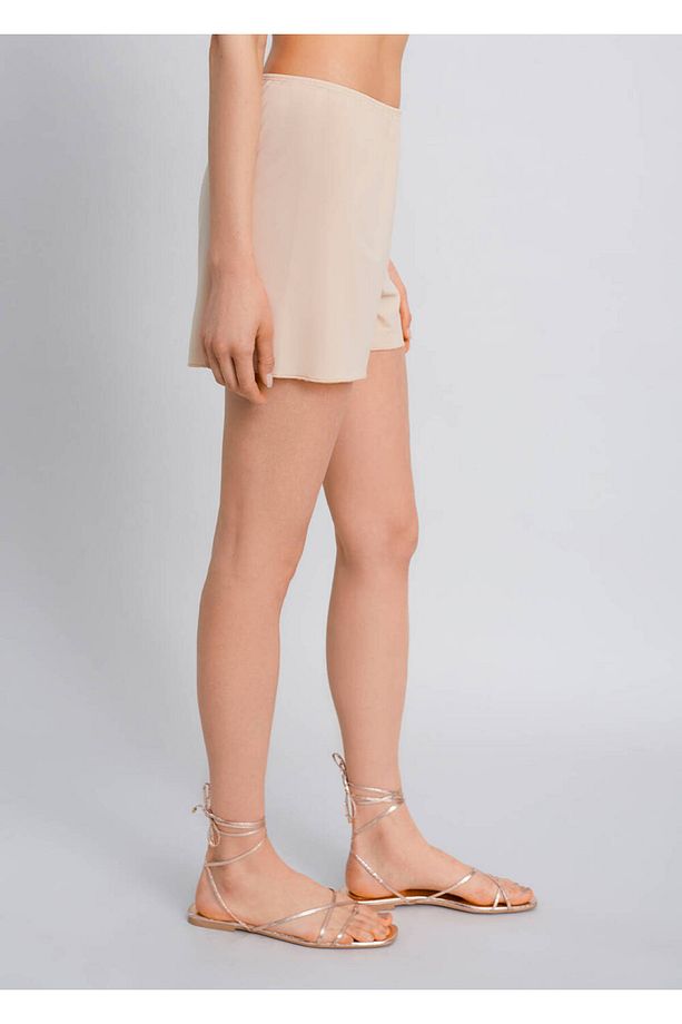 Beli Lastikli Ten Rengi Mini Şort Jüpon - 4