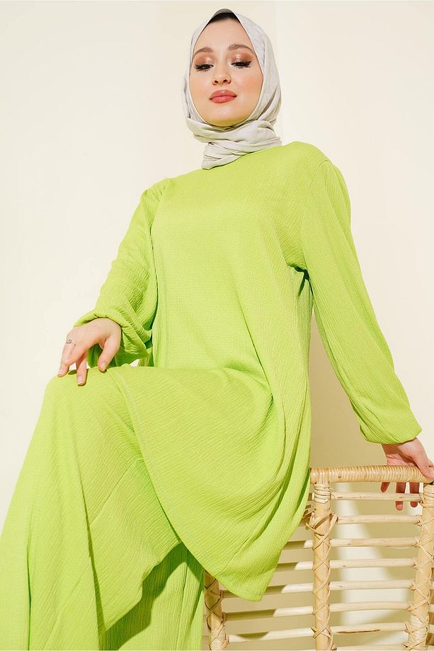 Kadın Yeşil Tunik Pantolon Alt Üst Takım 6663 - 2