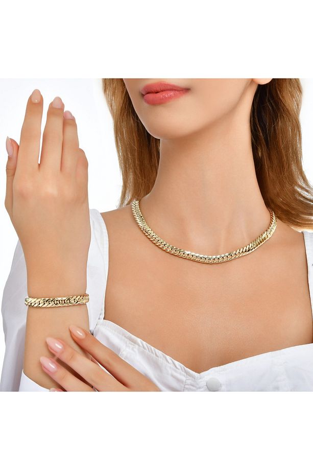 Zincir Formlu Altın Set - 14k - 4.81gr - 3