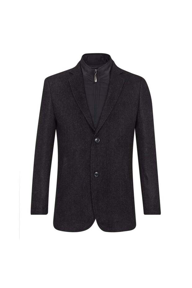 Cavalry Dislocation Mono Collar Slim Fit Gray Coat