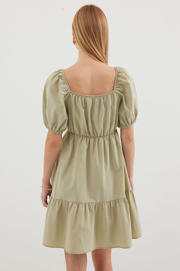 2351 Kloş Poplin Elbise - Çağla - 5