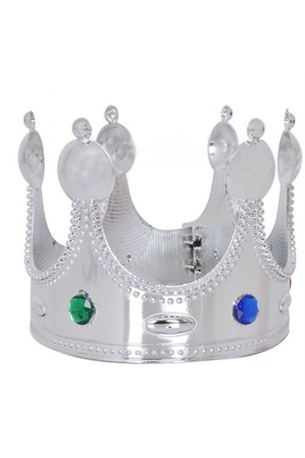 Plastic king crown silver color child size 45 cm