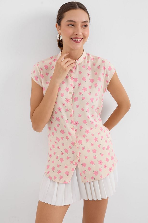3711 Yarım Kol Gömlek - A. Pembe - 1