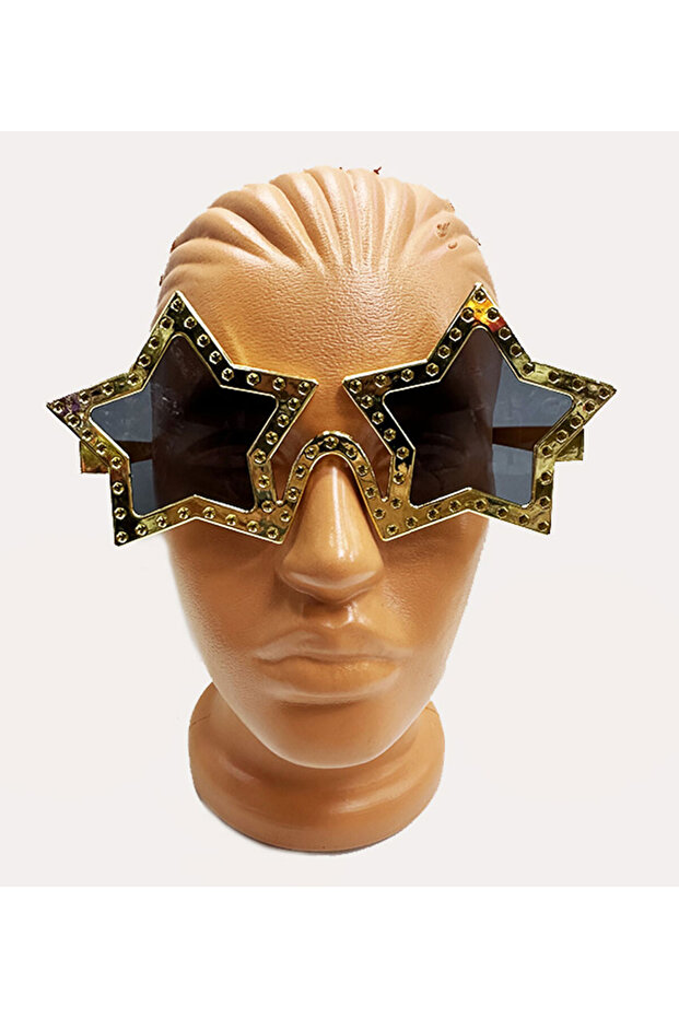 Star Shaped Shiny Metalized Party Glasses Gold Color 16X7 cm