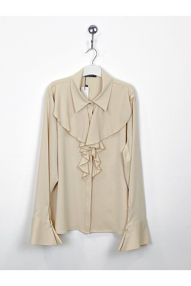 Flowy Ruffle Collar Plus Size Blouse - 1