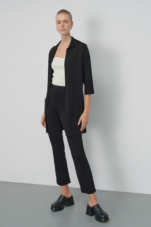Black Patterned Women's Cardigan
