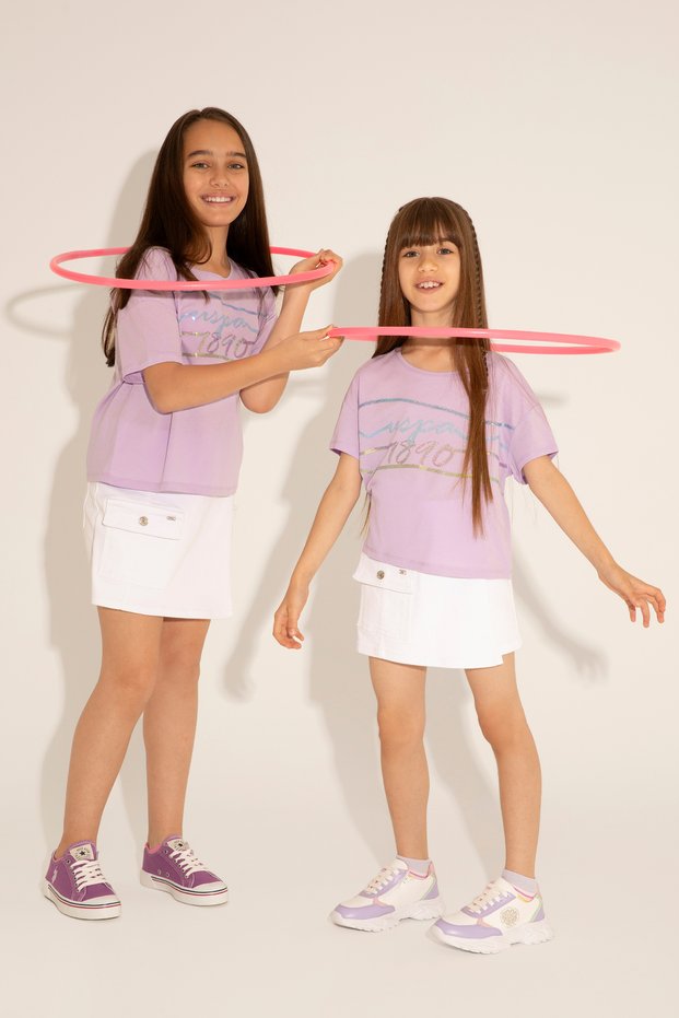 Girl's Lilac Crew Neck T-Shirt 50288437 -Vr034