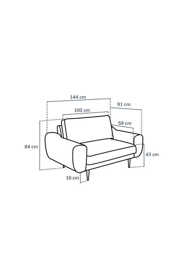 Klem Loveseat Ahşap Ayak - Doğal Doku - 5