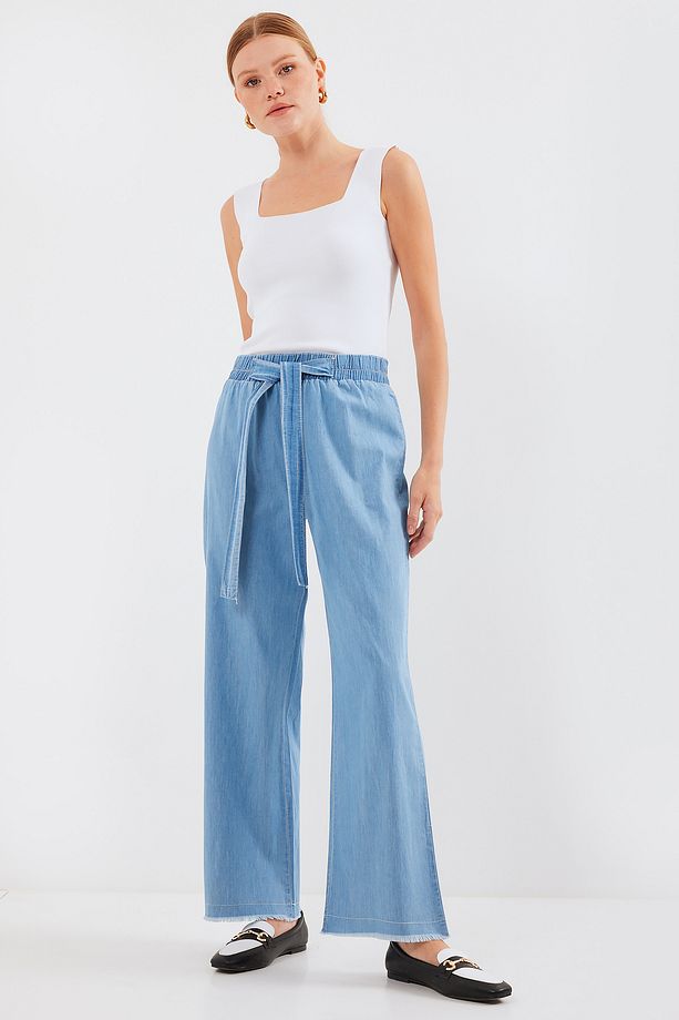 6469 Bol Paça Jeans Pantolon - Mavi - 1