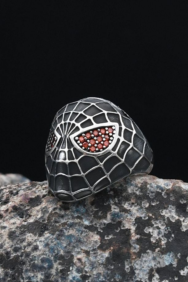 Örümcek Adam (Spiderman) Ayarlanabilir Mikro Taşlı Süslemeli 925 Ayar Gümüş Erkek Yüzüğü 901236 - 1