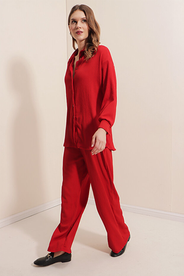 5858 Gestrickter Doppelanzug – Rot - 5