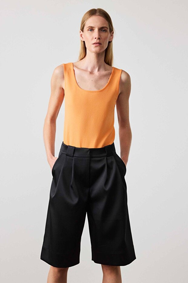 U Collar Orange Sleeveless Women's Tank Top
