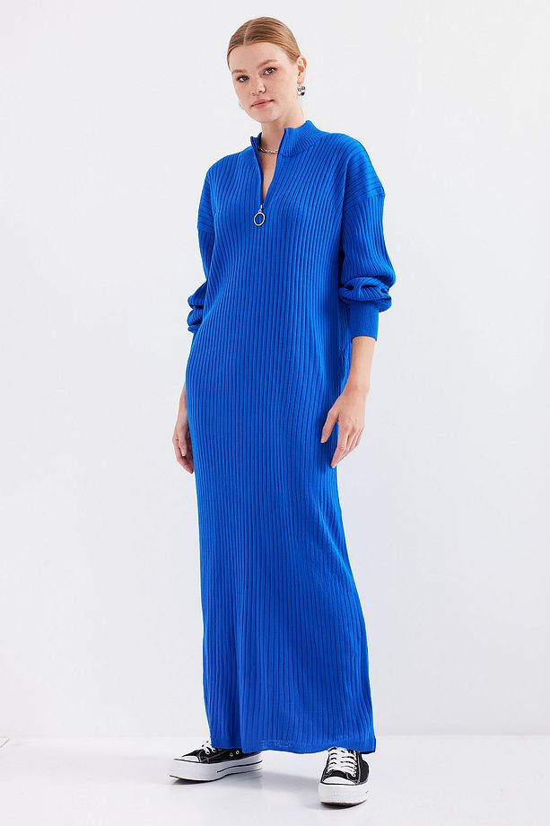 15839 Boydan Triko Elbise - Saks - 3