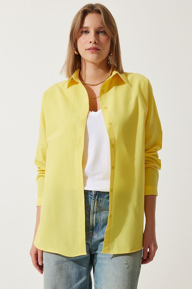 Oversize Basic Gömlek SARI LDD0003 - 3