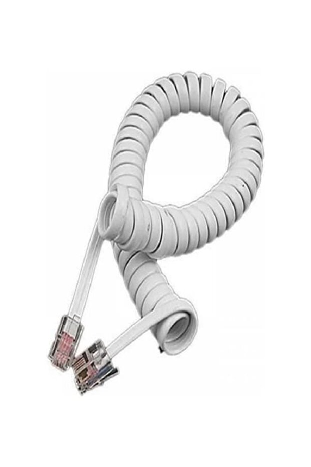 Telefon Ahize Spiral Beyaz Kordon Kablosu